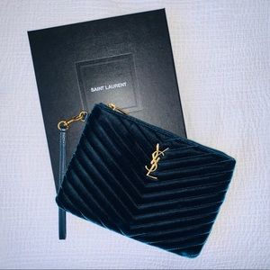 🆕 YSL Master Small Velvet Logo Zip Wristlet